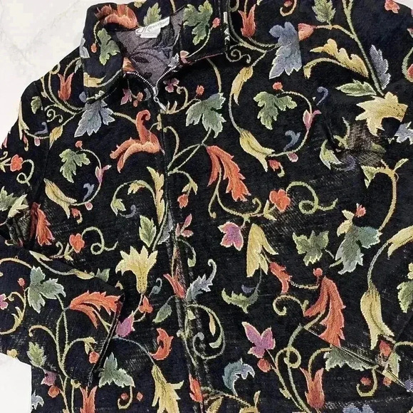 Vintage Dress Barn Victorian Floral Zip Jacket Tapestry Womens Large Grandmacore - Picture 2 of 6